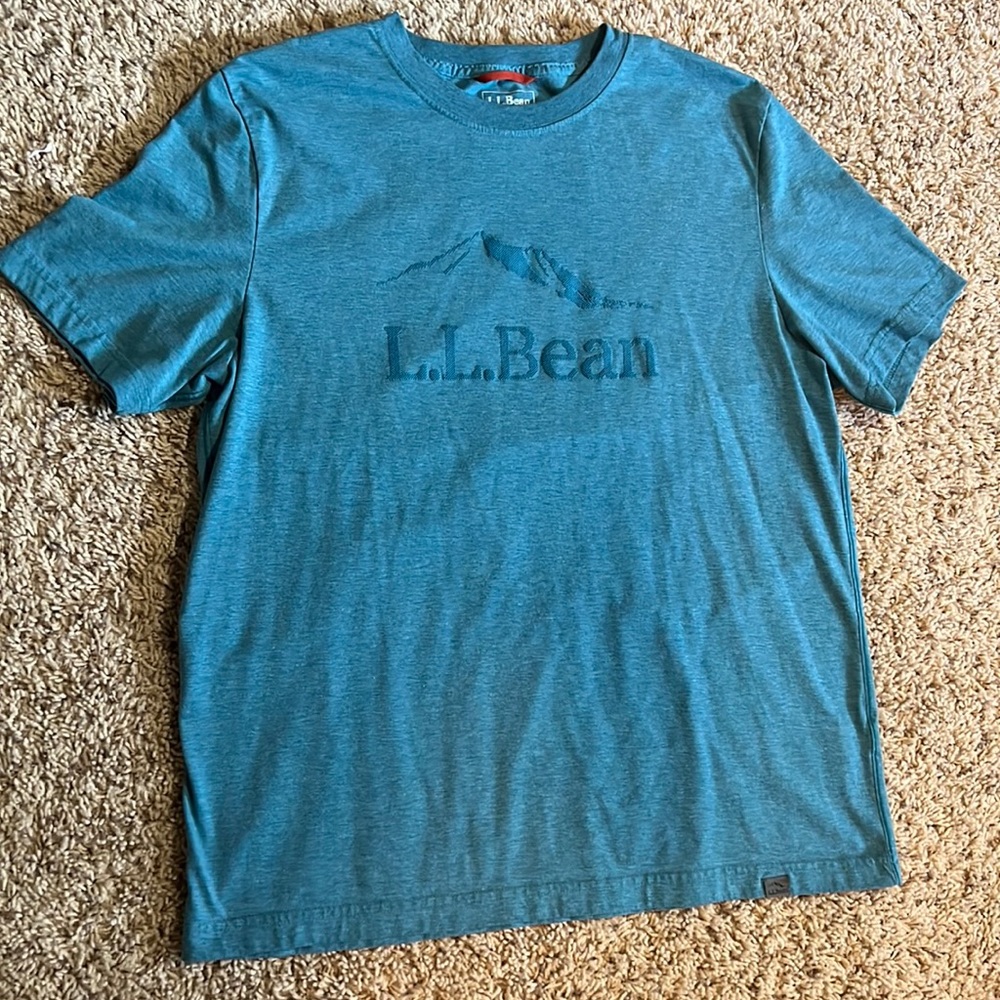 BNWOT LLBean Men’s M slightly fitted graphic logo tee in beautiful blue color!